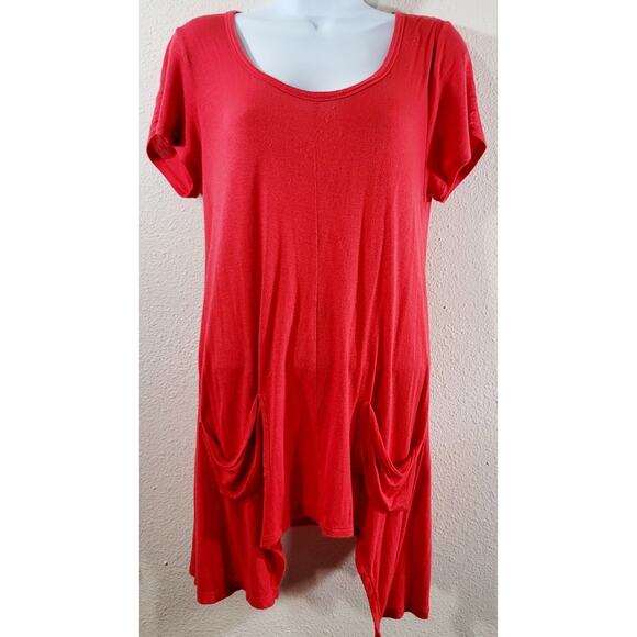 Workshop Andrea Jovine Orange Asymmetrical Hem Top Large Lightweight Soft Flowy - Picture 1 of 5